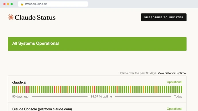 Screenshot of the Claude Status page